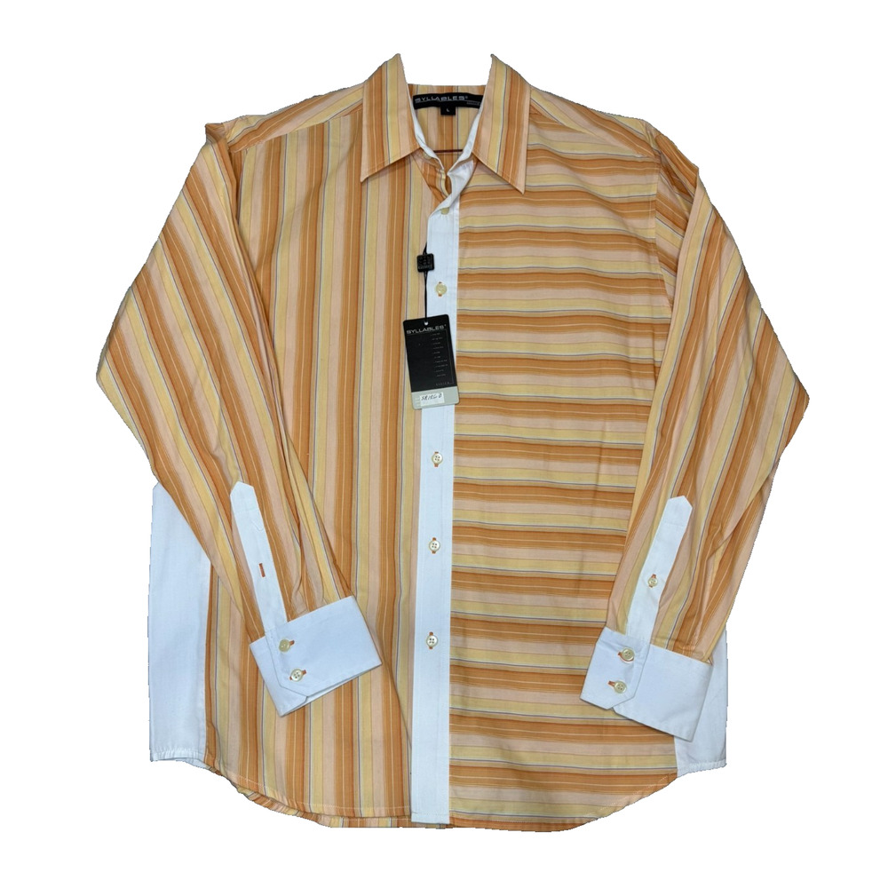 Vintage 90s Syllables System Boho Rave Colorblock Stripe Shirt Mens Large NWT